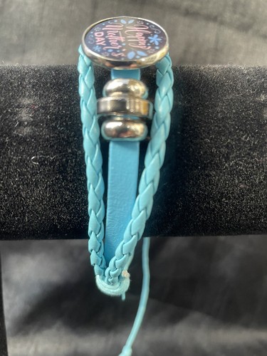 Mother’s Day Blue Braided Leather Bracelet Adjustable Size Mummy Love Pendant - Foto 2 di 4