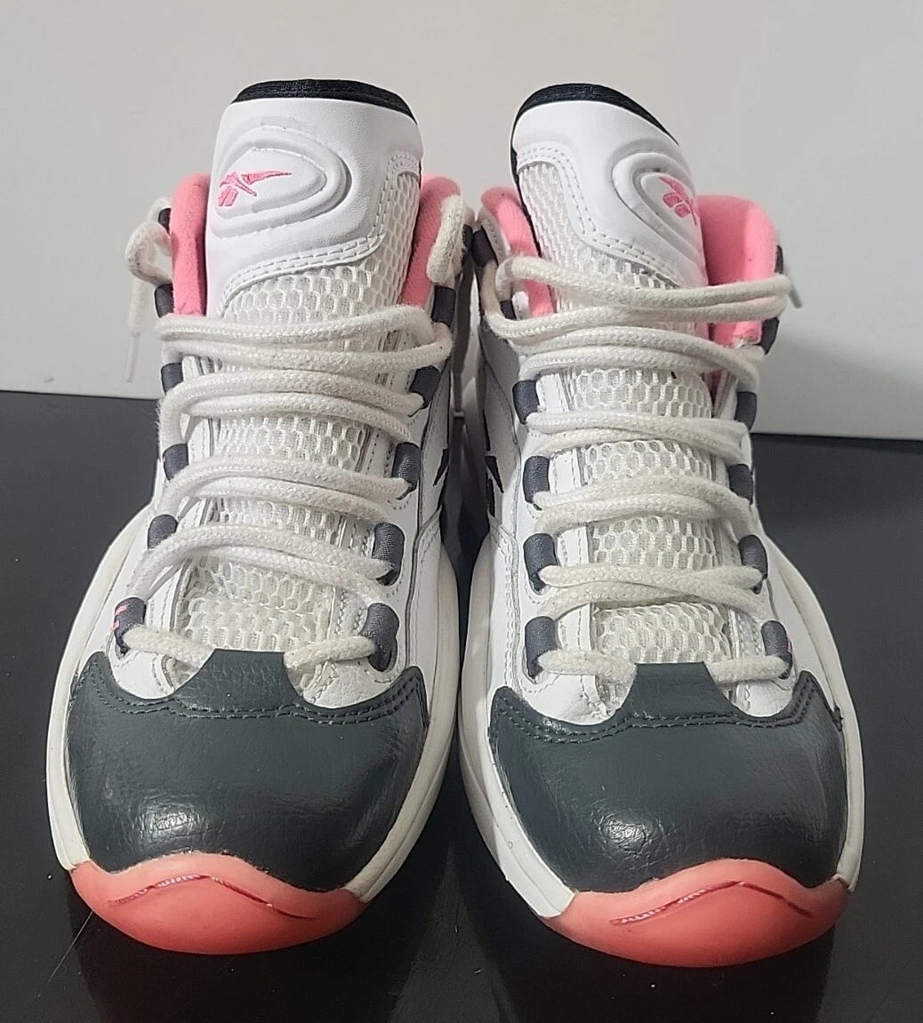 Womens Size 6 Reebok Iverson Question Pink Gravel High Top Sneakers Shoes White