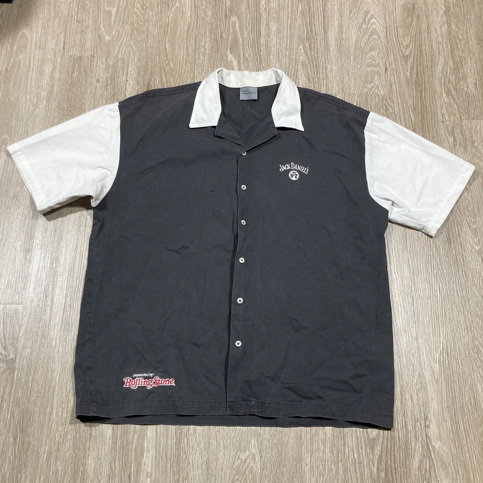 Jack Daniel's Shirt L 90s 00s Y2k Alcohol Mechanic Surprise Party Button Up Tee - Image 2 of 4