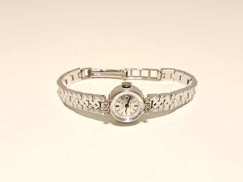 VINTAGE LUXURY WHITE GOLD PLATED SWISS LADIES WATCH "AVIA" 17J. WITH STONES - Picture 8 of 17