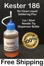 30ml/1oz NEEDLE TIP BOTTLE OF KESTER 186 NO CLEAN LIQUID ROSIN RMA FLUX