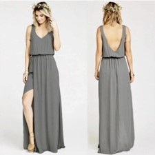 Show Me Your Mumu Kendall Maxi Dress Soft Charcoal Crisp Chiffon Grey Size XS