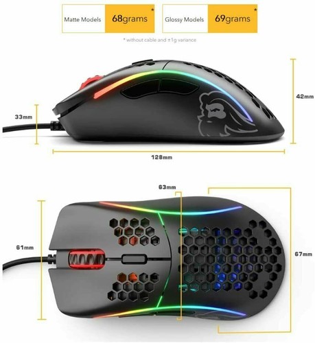 Glorious Gaming Mouse Model D Glossy Black Lightweight Honeycomb GD-GBLACK - 69g - Picture 4 of 5