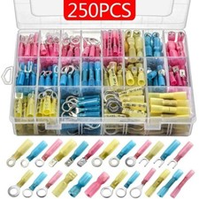 250x Heat Shrink Wire Connectors Electrical Ring Fork Spade Crimp Terminals Kits