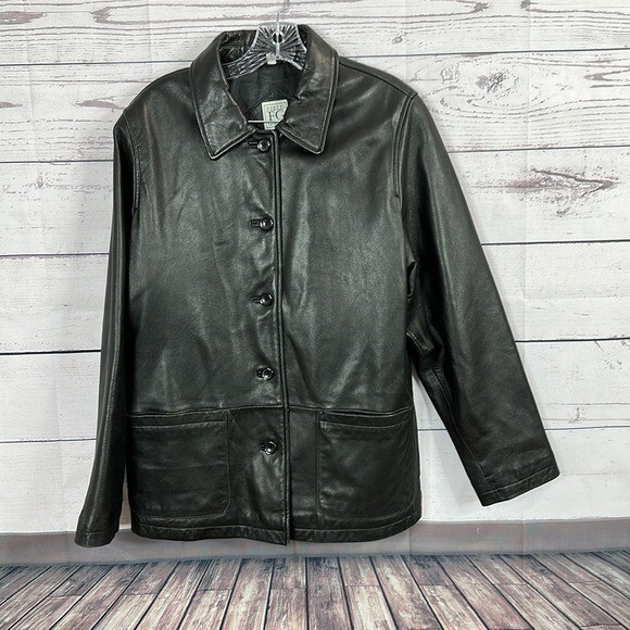 ジャケット・アウター vintage leather blouson type G-1 black M Vintage 90s Black Leather Men's Biker Jacket. Boxy Fit Soft