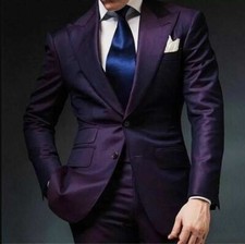 Men Suit Purple Slim Fit Luxury Party Prom Groom Tuxedos Wedding Suit Custom