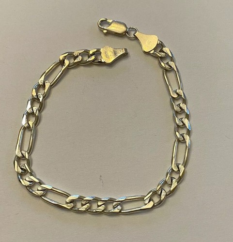 Nice Solid Sterling Silver FIGARO 9” 7MM Bracelet Italy