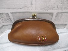 Vintage Coach British Tan Leather Utility Purse Kiss Lock Coin Purse - 7160 EVC