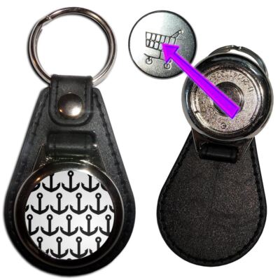 Schlüsselanhänger Anker schwarz Muster Medaillon versteckt £1/£1 Medaille (61 mm x 39 mm)