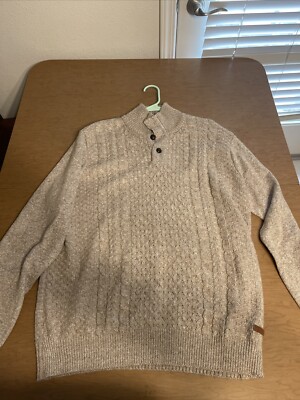 Buffalo David Bitton Cream Color Sweater Turtle Neck Chunky