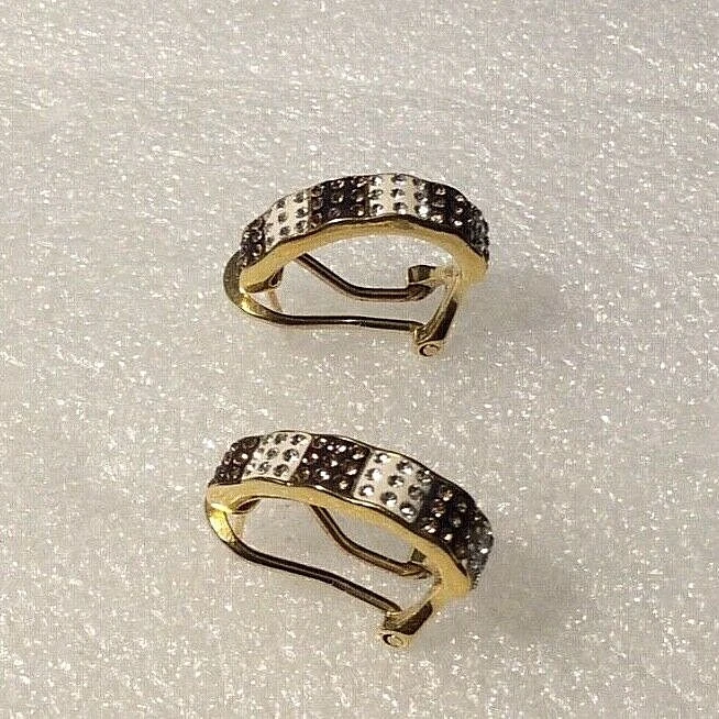 Gold over Sterling Silver 925 OTC Swarovski Crystal Omega Back Pierce Earrings - Image 3 of 4