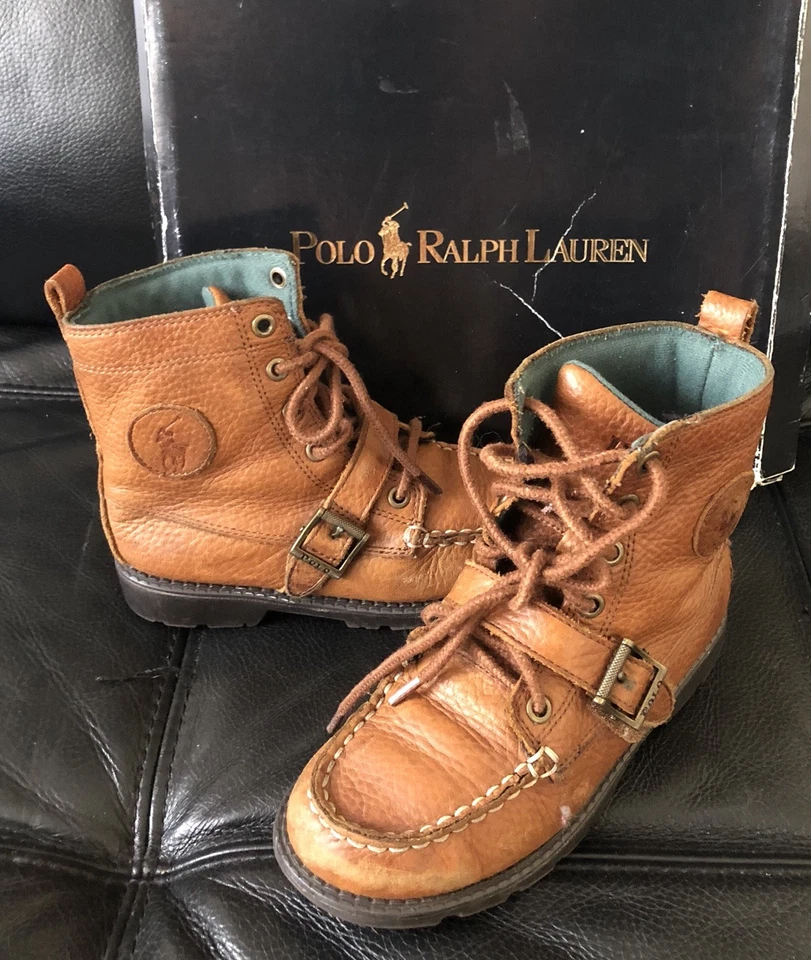 Botas Ralph Lauren masculinas Tan Ranger Hi II tamanho 1 - Imagem 3 de 4
