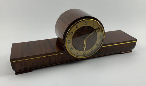 Alte mechanische Kamin Tisch Buffet Uhr Marke unbekannt Holzgehäuse aus Sammlung