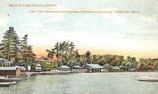 Aerial View Beacon Park Boat Landing Webster Massachusetts 1915 Postcard