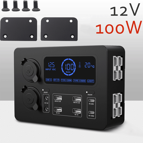12V 100W Boat RV Car Mini Power Box Control Hub LCD Display USB-C QC3.0 Ports AU - Picture 9 of 12