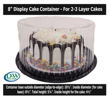 D & W Fine Pack 8" Display Cake Containers for 2-3 layer Cakes.#WG23  