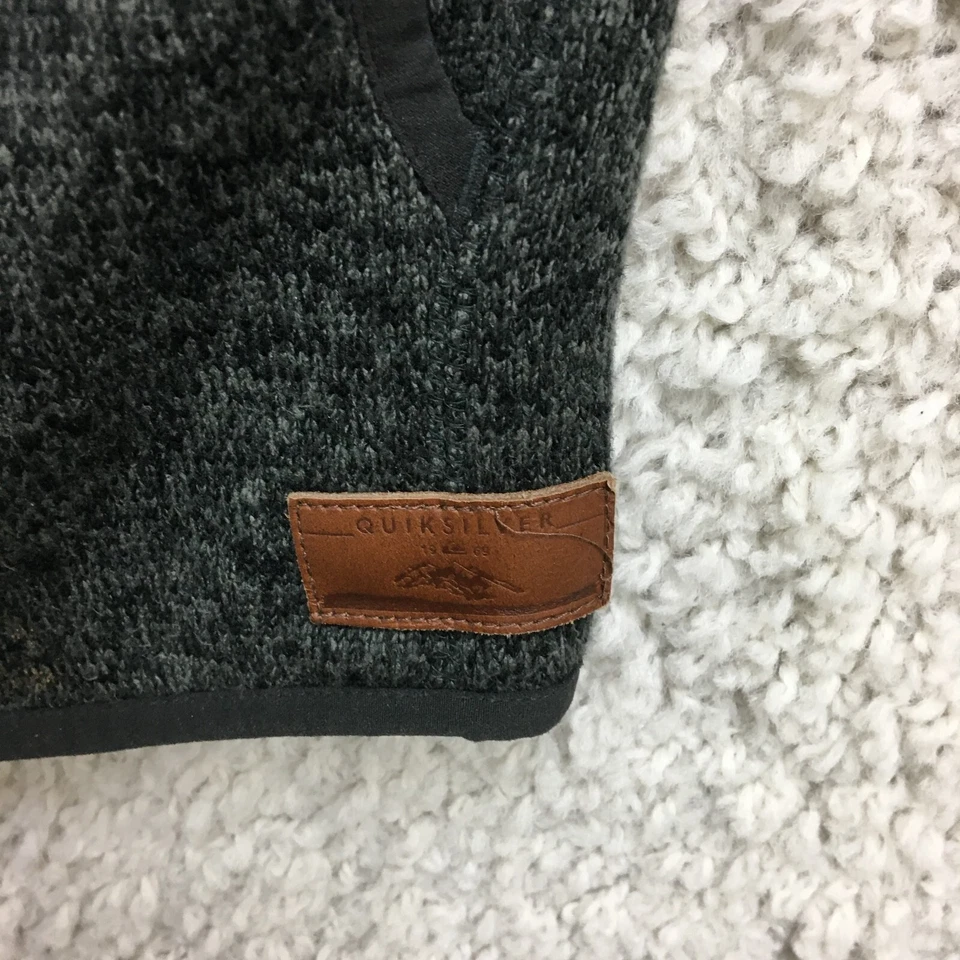 Suéter Quiksilver grande juvenil cinza zíper completo com capuz bolso de lã roupa de surf menino G - Imagem 3 de 4