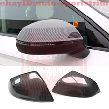 For 2021-2024 Audi Q5 Black Carbon ABS Side Door Rearview Mirrors Cover Trim 2X
