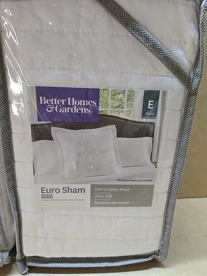 Better Homes & Gardens Euro Sham 100% Algodón Suave Frontal Blanco Cuadrado 26x26 Nuevo Foto 2 de 3