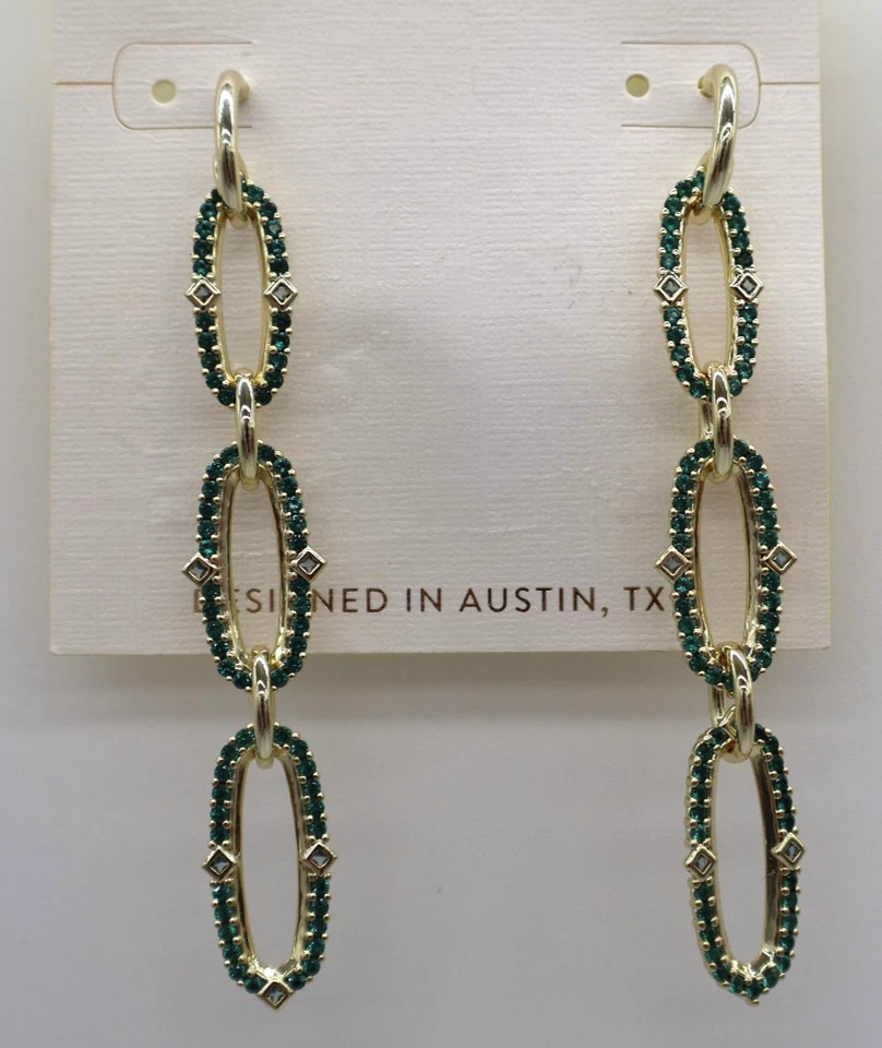 Kendra Scott Kadyn Linear Earrings Green Mix New - Image 4 of 4