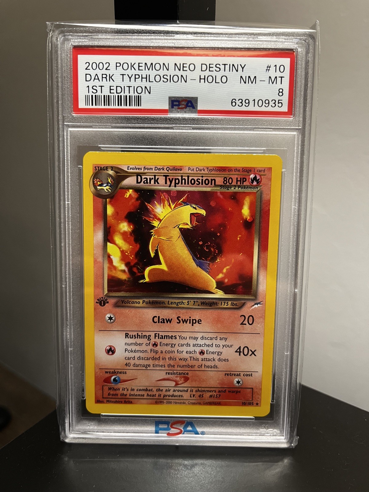 Pokemon Neo Destiny #10 Dark Typhlosion Holo 1st Edition PSA 8 WITH SWIRL 💫