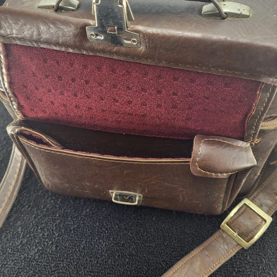 Estuche para cámara vintage Estuche para lentes Marsand Bolsa para cámara Marrón Granate Lente de alta resistencia Foto 2 de 4