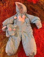 Baby Fog London Fog Turquoise Bunny Heart Snowsuit Bunting 18 Months VTG 90s