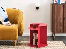 Beliani Side Table TAGGART Metal Red