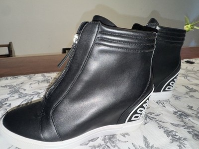 Donna Karan DKNY  Wedge Logo Black Sneakers Size 7