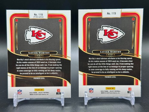 2024 Panini Select Xavier Worthy #119 Premier Green & Yellow Shock + Premier RC - Picture 2 of 2