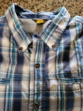 Eddie Bauer Blue White Short Sleeved Button-up Shirt Men 2XL