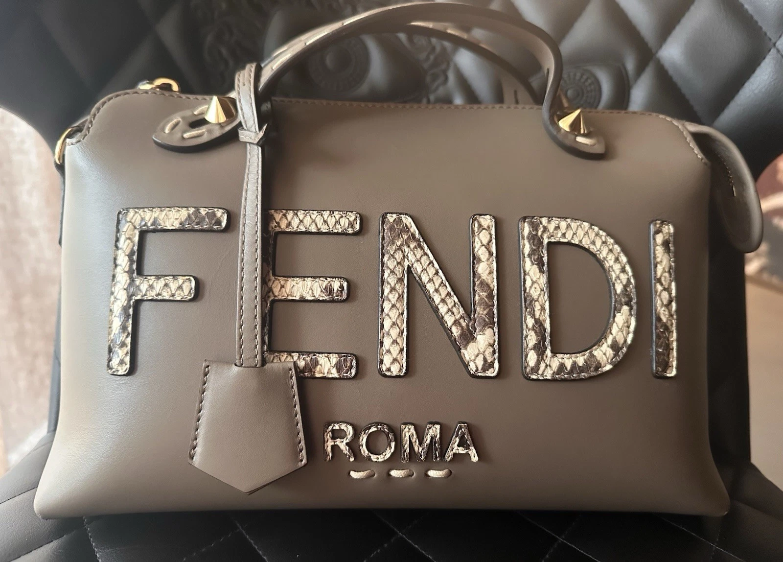 Fendi — Fendi By The Way Medium Grey Bag with Exotic Detail