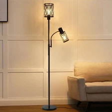 72" Modern Black LED Reading Floor Lamps for Living room Bedroom Lighting 6W * 2