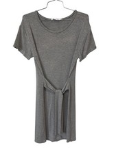 BB Dakota Tie Waist T Shirt Dress Size Medium Short Sleeve Heather Gray Modern