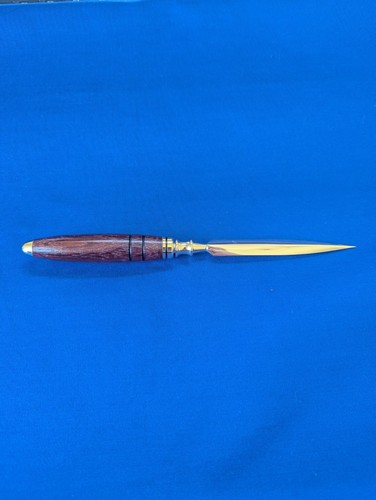 Handcrafted Rosewood & Brass Letter Opener Hand Turned 7.25" Long New - Picture 3 of 3