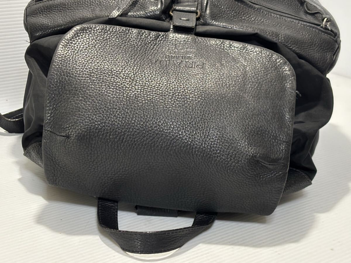 PRADA Logo Embossed Backpack Daypack  Leather Nylon Black for Men and Women P045 thumbnail 9