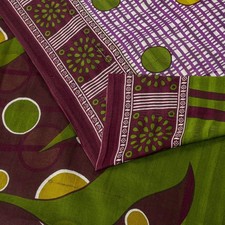 Sanskriti Vintage Saree Green Pure Cotton Floral Printed Sari 5 Yd Craft Fabric