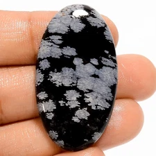 100% Natural Snowflake Obsidian Oval Cabochon Gemstone 32 Ct. 39X22X5 mm A-35684