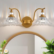 Vintage Gold Bathroom Light Fixtures - 2 Light Antique Brass Vanity Light