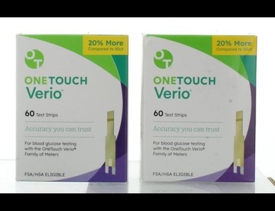 OneTouch VERIO Blood Glucose Test Strips 120CT (60x2) [Exp 12/26+]