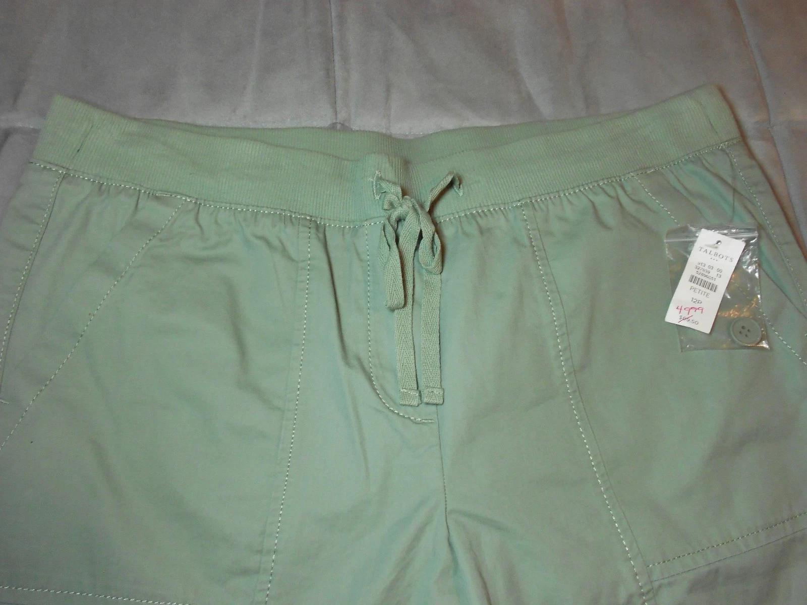 NEW TALBOTS size 12 petite green CAPRI PANTS 32 x 23 100% COTTON women's NWT
