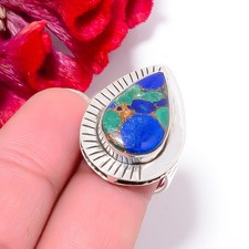 Copper Azurite Chrysocolla 925 Sterling Silver Ring s.8 Sk26, Christmas Gift