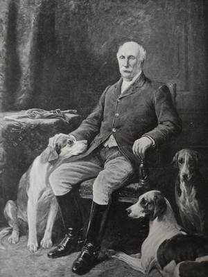 JOHN LAWRENCE MFH WITH FOXHOUNDS - SOUTH WALES FOXHUNTING - ANTIQUE 1898