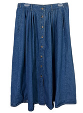 Vintage Jantzen Classics A-Line Denim Cotton Skirt Button Front Women's 10-USA