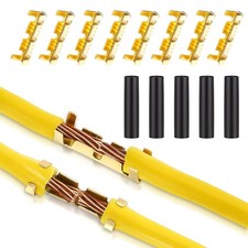 200Pcs U Shape Copper Ring Terminals, Open Barrel Crimp Terminals with Heat shri