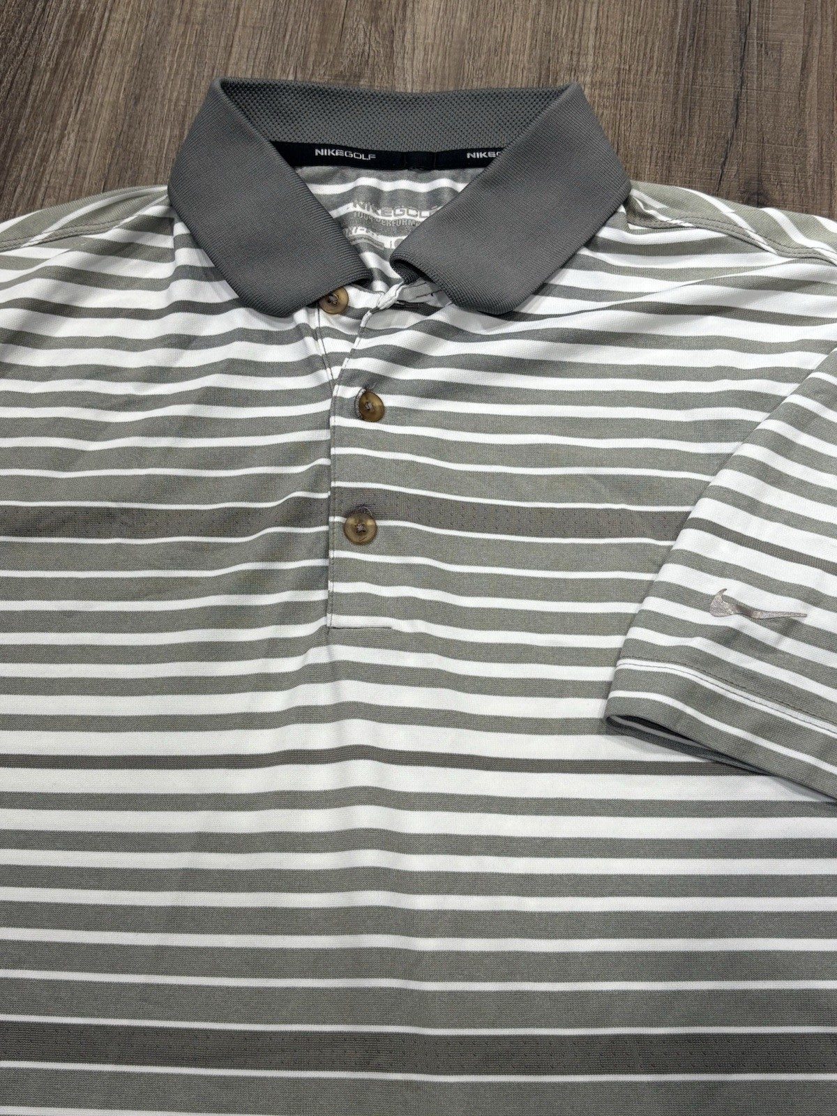 Nike Golf Dri Fit Short Sleeve Size Medium Striped Tour Performance Men’s Polo