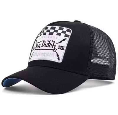 VON DUTCH BLACK TRUCKER HAT MESH BACK LOGO SOLID MEN'S ONE SIZE