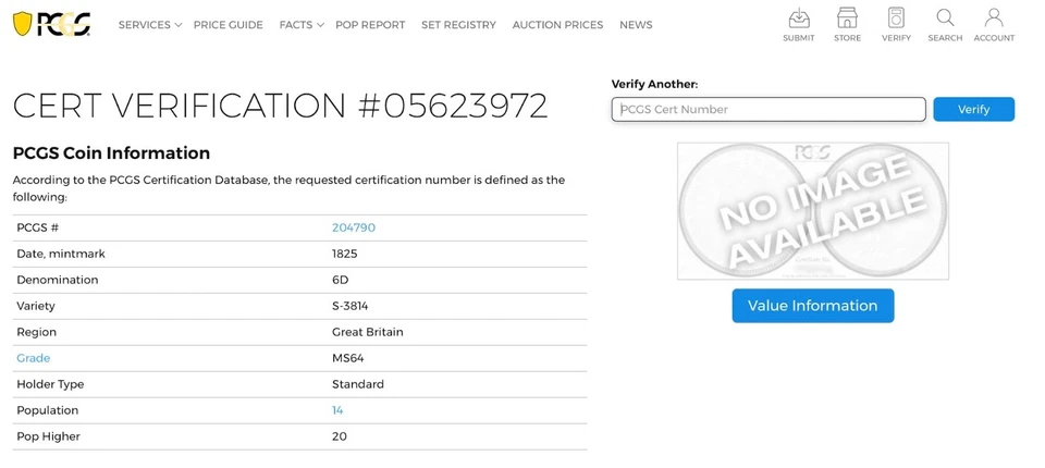 ENGLAND GEORGE IV  1825  SIXPENCE  SILVER COIN, UNCIRCULATED PCGS CERTIFIED MS64 - Image 3 of 3