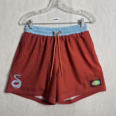 Slunks Men's Size Small Lined Printed 5'' Inseam Red SWVA Activewear Shorts