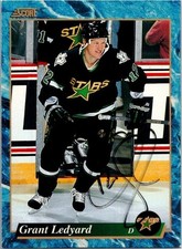 1993-94 -Grant Ledyard- Score Autograph/Signed/Auto Hockey Card #568 Stars